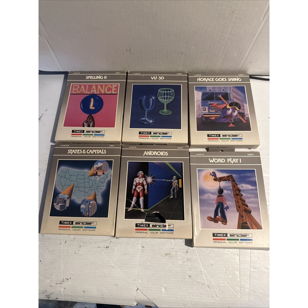 Lot Of 6 Vintage 1983 Timex Sinclair Cassette Games Androids Word play 1. Etc